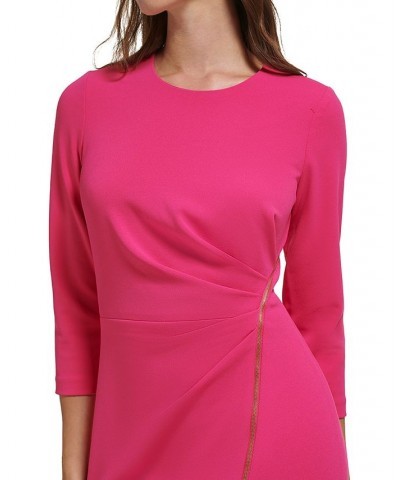 Women's Zip-Detail Scuba Crepe Bodycon Dress Pink $57.60 Dresses