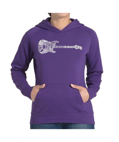 Women's Word Art Hooded Sweatshirt -Rock Guitar Purple $31.79 Sweatshirts