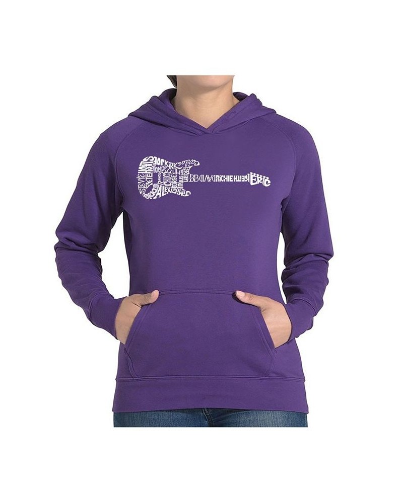 Women's Word Art Hooded Sweatshirt -Rock Guitar Purple $31.79 Sweatshirts