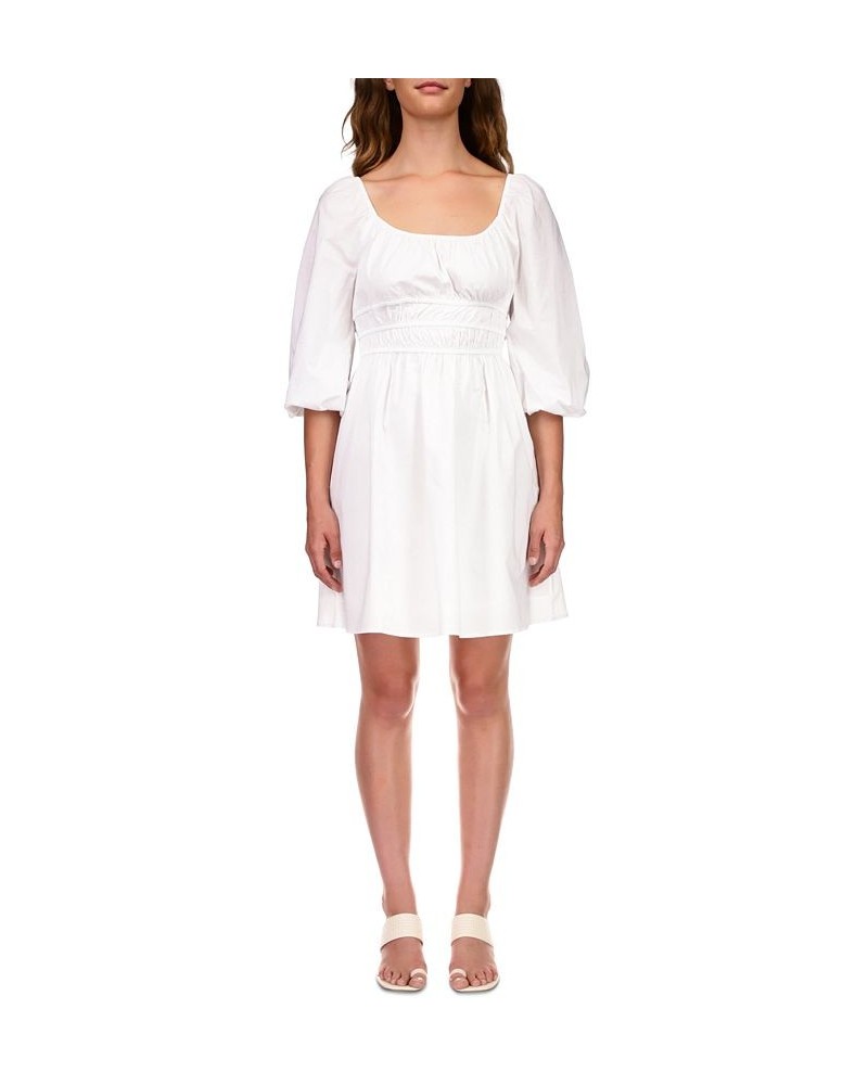 Women's Cotton Elastic Waist Dress White $41.70 Dresses