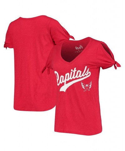 Women's Heathered Red Washington Capitals First String V-Neck T-shirt Heathered Red $19.20 Tops