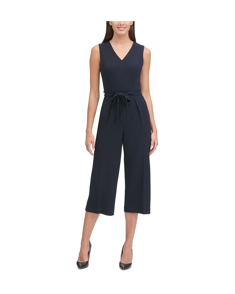 Belted Cropped Jumpsuit Sky Captain $66.72 Pants