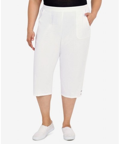 Plus Size Criss Cross Structured Capri Pants White $34.93 Pants