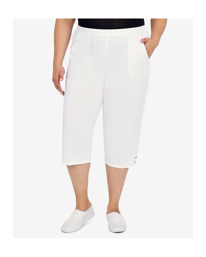 Plus Size Criss Cross Structured Capri Pants White $34.93 Pants