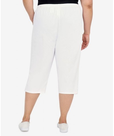 Plus Size Criss Cross Structured Capri Pants White $34.93 Pants