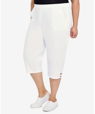 Plus Size Criss Cross Structured Capri Pants White $34.93 Pants