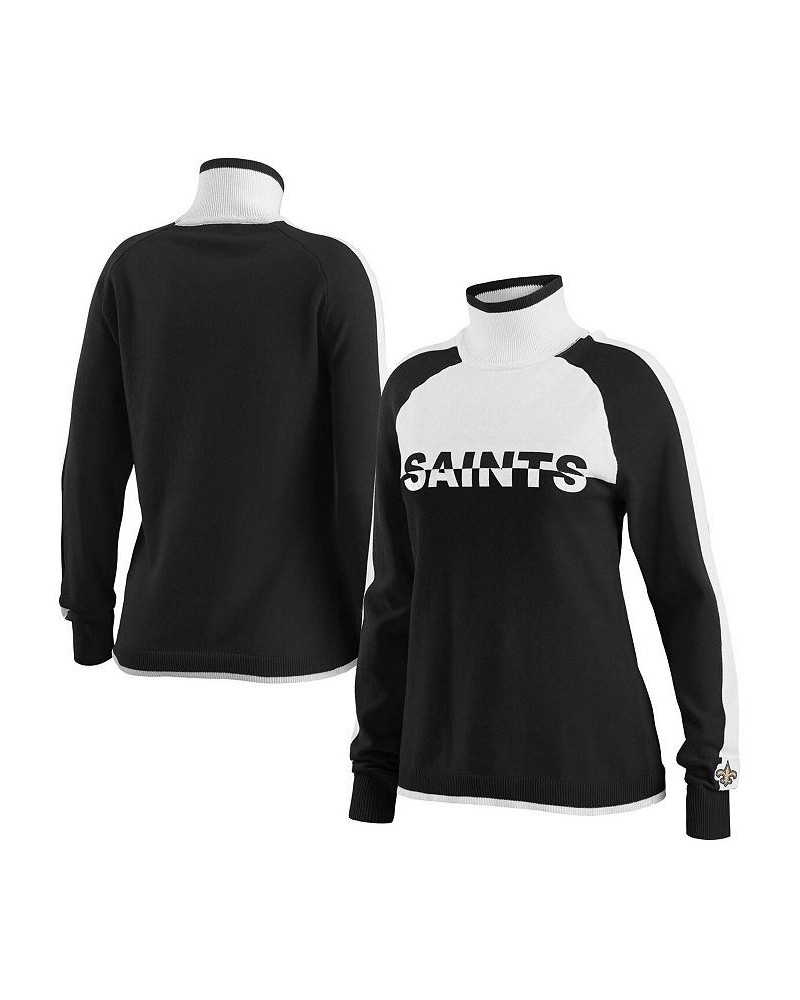 Women's Black New Orleans Saints Ski Raglan Pullover Sweater Black $42.11 Sweaters