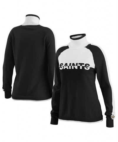 Women's Black New Orleans Saints Ski Raglan Pullover Sweater Black $42.11 Sweaters