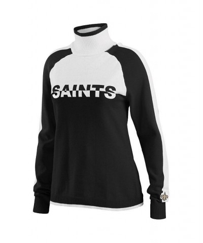 Women's Black New Orleans Saints Ski Raglan Pullover Sweater Black $42.11 Sweaters