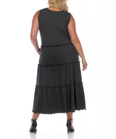 Plus Size Scoop Neck Tiered Midi Dress Gray $27.20 Dresses