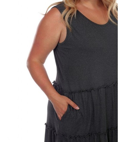 Plus Size Scoop Neck Tiered Midi Dress Gray $27.20 Dresses