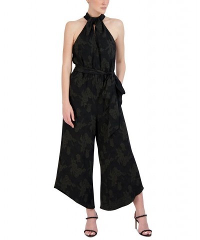 Women's High-Neck Sleeveless Jumpsuit Black $64.19 Pants