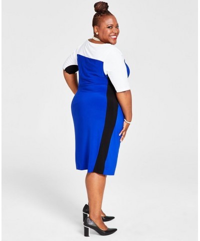 Plus Size Chaplin Colorblocked Elbow-Sleeve Dress Blue $26.55 Dresses