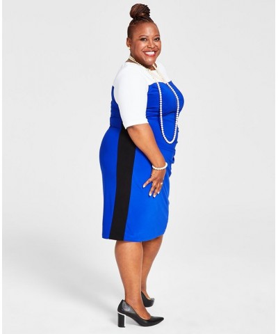 Plus Size Chaplin Colorblocked Elbow-Sleeve Dress Blue $26.55 Dresses