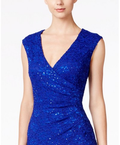 Sequined Lace Sheath Dress Cobalt Blue $44.55 Dresses