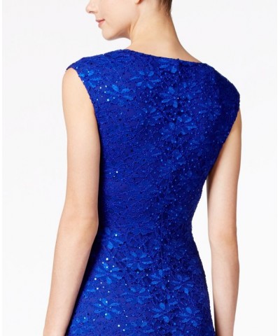 Sequined Lace Sheath Dress Cobalt Blue $44.55 Dresses