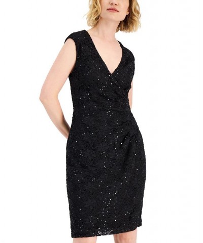 Sequined Lace Sheath Dress Cobalt Blue $44.55 Dresses