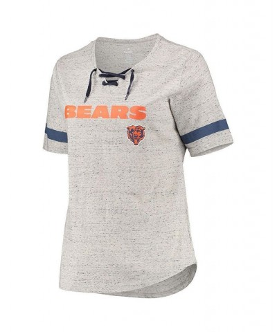 Women's Heathered Gray Chicago Bears Plus Size Lace-Up V-Neck T-shirt Heathered Gray $26.49 Tops