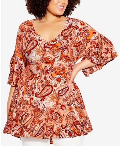 Plus Size Parker Tunic Peachy Paisley $28.98 Tops