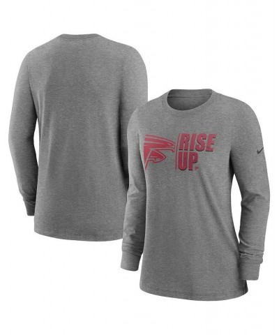Women's Heathered Charcoal Atlanta Falcons Split Local Logo Long Sleeve T-shirt Heathered Charcoal $24.29 Tops