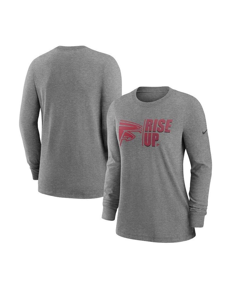 Women's Heathered Charcoal Atlanta Falcons Split Local Logo Long Sleeve T-shirt Heathered Charcoal $24.29 Tops