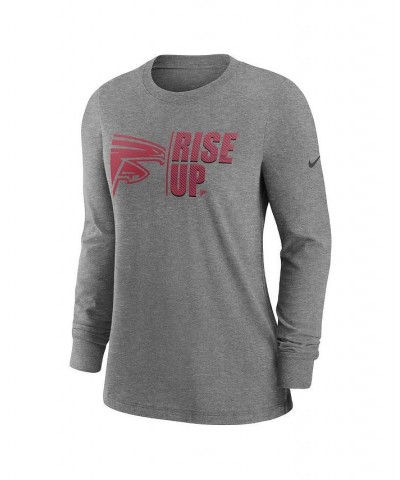 Women's Heathered Charcoal Atlanta Falcons Split Local Logo Long Sleeve T-shirt Heathered Charcoal $24.29 Tops