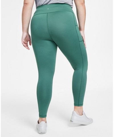 Women's Compression High-Waist Side-Pocket 7/8 Length Leggings XS-4X Green $16.35 Pants