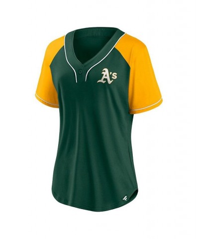 Women's Branded Green Oakland Athletics Ultimate Style Raglan V-Neck T-shirt Green $28.70 Tops