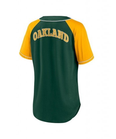 Women's Branded Green Oakland Athletics Ultimate Style Raglan V-Neck T-shirt Green $28.70 Tops