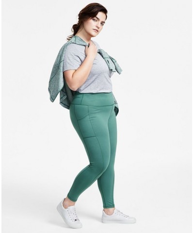 Women's Compression High-Waist Side-Pocket 7/8 Length Leggings XS-4X Green $16.35 Pants