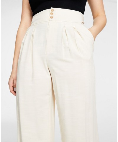 Women's High-Rise Wide-Leg Pants Ivory/Cream $37.53 Pants