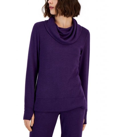 Women's Mushy Knit Cowlneck Top Purple $17.26 Sweatshirts