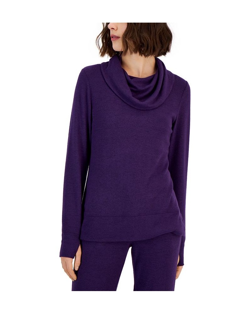 Women's Mushy Knit Cowlneck Top Purple $17.26 Sweatshirts