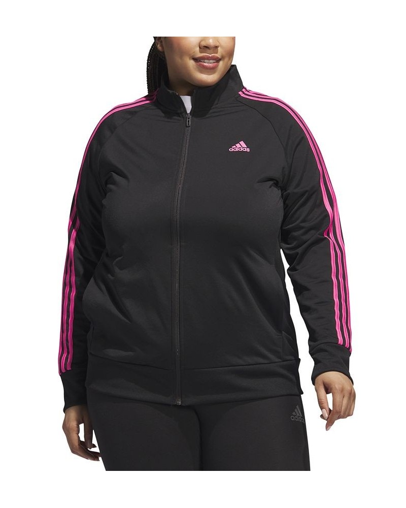 Women's 3-Stripe Tricot Track Jacket XS-4X Black/pulse Magenta $21.01 Jackets