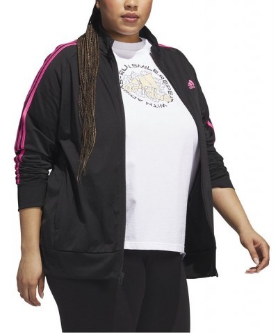 Women's 3-Stripe Tricot Track Jacket XS-4X Black/pulse Magenta $21.01 Jackets