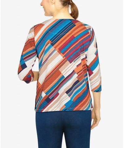 Women's Key Items Colorful Diagonal Stripe Print Top Spice $27.84 Tops