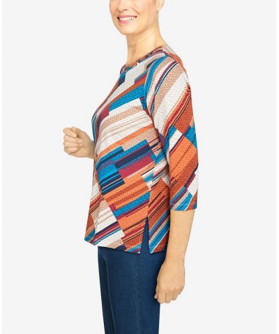 Women's Key Items Colorful Diagonal Stripe Print Top Spice $27.84 Tops