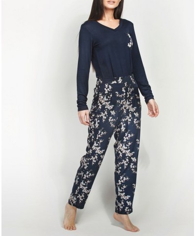 Cherry Blossom Ultra Soft Long-Sleeve Pajama Set Navy $40.05 Sleepwear