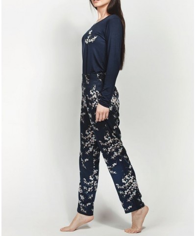 Cherry Blossom Ultra Soft Long-Sleeve Pajama Set Navy $40.05 Sleepwear