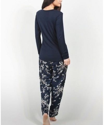 Cherry Blossom Ultra Soft Long-Sleeve Pajama Set Navy $40.05 Sleepwear