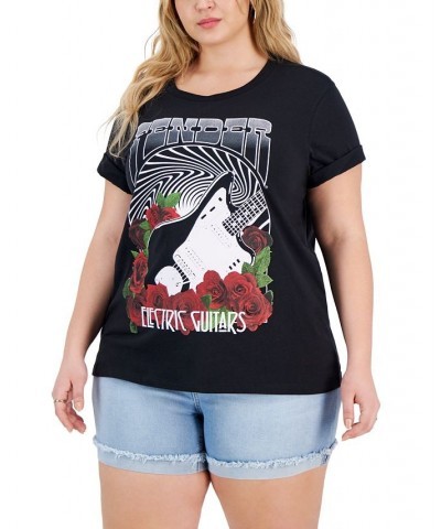 Trendy Plus Size Fender Guitar Graphic T-Shirt Jet Black $20.28 Tops