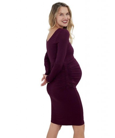 Women's Maternity Two Piece Dress Set Purple $40.70 Accessories