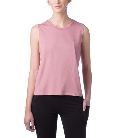 Women's Go-To Cropped Muscle Tank Top Pink $22.04 Tops