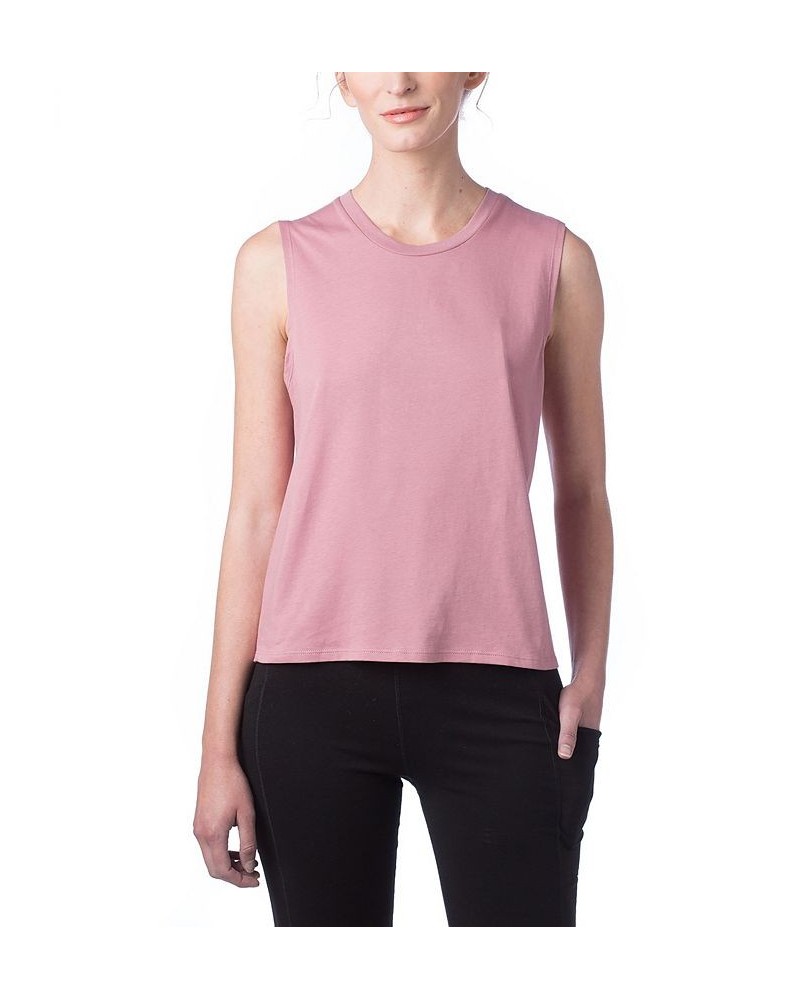 Women's Go-To Cropped Muscle Tank Top Pink $22.04 Tops