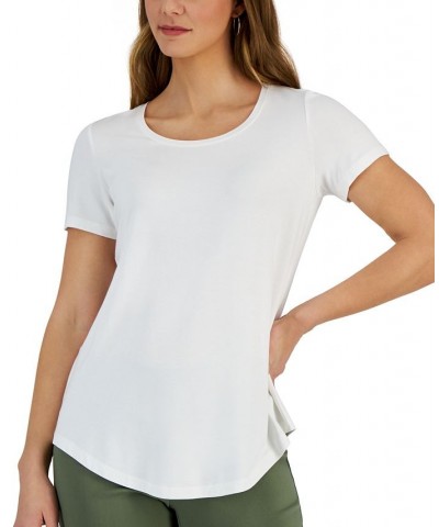 Scoop-Neck T-Shirt White $9.81 Tops