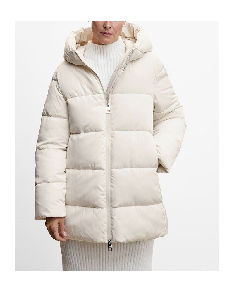 Women's Hood Quilted Coat White $51.80 Coats