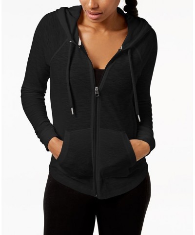 Ruched-Sleeve Zip Hoodie XS-3X Black $19.80 Jackets