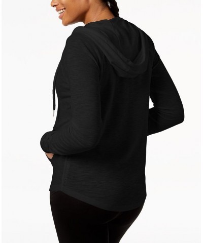 Ruched-Sleeve Zip Hoodie XS-3X Black $19.80 Jackets