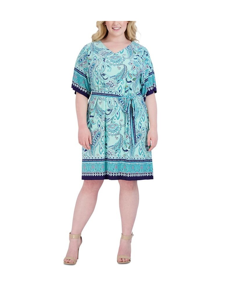 Plus Size Printed Tie-Waist Jersey Dress Mint $44.50 Dresses