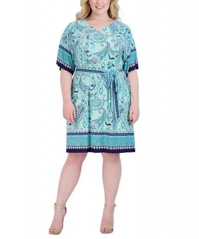 Plus Size Printed Tie-Waist Jersey Dress Mint $44.50 Dresses